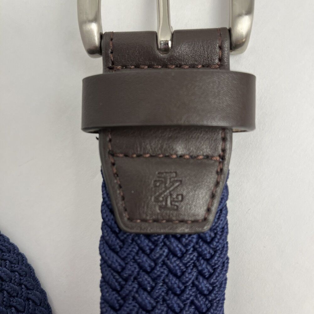 Izod Belt Navy Mens Size Medium 34-36 Braided Fabric Elastic Woven Stretch Golf - Picture 7 of 7